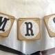 MR. MRS. " Wedding sign banner - 4" x 4" - Vintage style - Kraft/Brown color - Shabby Chic - Rustic wedding - Banner with doily