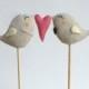 Full of Love Birds Wedding Cake Topper -  Bride and Groom with Pink Heart