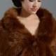 Brown faux fur bridal wrap shrug stole shawl cape A001