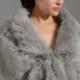 Silver faux fur wrap bridal wrap faux fur shrug faux fur stole faux fur shawl faux fur cape A001