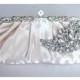 Bridal Clutch - champagne satin with Swarovski Crystal feather brooch-ON sale  30% OFF