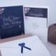Blue & pink floral ribbon pocket fold wedding invitation pack