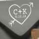 HEART N ARROW  --  1 X 1 inch -- Personalized Rubber Stamp Wedding Couple Initials Established Date Paper Goods