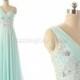 Mint Bridesmaid Dresses  Elegant  Beaded Flower Long Prom Dresses Chiffon Party Gowns Evening Dress Long Women Dress