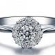 Round Shape Halo Diamond Engagement Ring 14k White Gold or Yellow Gold Art Deco Diamond Ring