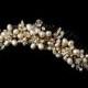 gold pearl wedding comb vintage curved wedding hair comb freshwater pearl floral wedding hair accessories Downton Abbey wedding