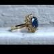 Vintage 14K Yellow Gold Diamond and Sapphire Halo Engagement Ring - 1.98ct.