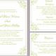 DIY Wedding Invitation Template Set Editable Word File Instant Download Printable Floral Invitation Green Invitation Olive Invitations