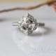 Stackable Peach Pink Morganite Ring Vintage Floral Design Engagement Ring 14k White Gold Ring Diamond Ring Wedding Ring