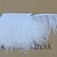 2 yards/lot White ostrich feather trimming fringe on Satin Header 5-6inch in width for Wedding Derss