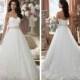Strapless Sweetheart Embroidered Lace Appliques Ball Gown Wedding Dresses
