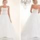 Strapless A-line Wedding Dresses with Rosette Swirled Embellishment Bodice