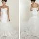 Strapless Mermaid Wedding Dresses with Ruched Bodice and Layered Skirt