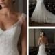 A-line Cap Sleeves V-neck Wedding Dresses with Deep Scoop Back
