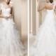 One Shoulder Trumpet Wedding Dress with Ruffled Layered Tulle Skirt