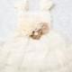 Burlap Ivory Lace Flower Girl Dress -Ivory Lace Cap Sleeve Dress -Rustic Flower Girl Dress- Shabby Chic Dress - Burlap Lace Dress - Peals