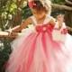 Flower Girl Dress, Coral and Ivory Tutu Dress