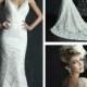 Beaded Straps Plunging Neckline Wedding Dress with Low Back