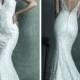 Dreamy Lace Sheath V-neck Wedding Dress with Deep V-back