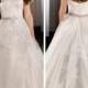 Strapless Tulle Sweetheart Lace Appliques Ball Gown Wedding Dress with Beaded Belt