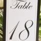 Wedding Table Numbers I Elegant black and white I 4 types of calligraphy