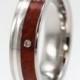 Palladium Ring, Amboyna Burl Wood Ring, Diamond Ring, Ring Armor Included, Wood Wedding Band