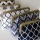 Bridesmaid Personalized Navy and White Clutch Purse.