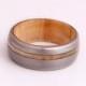 Titanium Ring man ring Mens Wedding Band with inner wood ring and Titanium ring olive