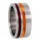 Titanium Wood Ring, Redwood and Gold Box Elder Wood Inlay, Wooden Wedding Band, Ring Armor Included