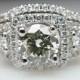 SALE Diamond Engagement Ring Round Brilliant Diamond Halo Wedding Band Gold Ring Princess Engagement Ring (Complete Bridal Wedding Set)