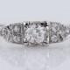 Art Deco .43 ct Old European Cut Diamond Engagement Ring in Platinum GIA Certified