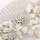 Leafy wedding hair comb - silver leaf bridal comb - Swarovski crystal comb - Grecian comb - leaf headpiece - Laurel comb