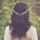 Bridal pearl hair chain, crystal head piece, rhinestone head wrap, jewelry hairpiece, bohemian bride, silver accessories, boho - style 228