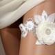 Wedding Garter, Bridal Garter, Floral Garter, Flower Garter, Lace Garter, Wedding Keepsake, Toss Garter, Rhinestone Garter GT008