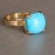 Gold turquoise ring - 18k gold ring -  blue Turquoise Ring - gemstone ring - Gold prong Ring