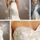 Ivory Satin Trumpet Embroidered Sweetheart Bridal Wedding Gown