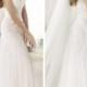 Elegant Semi-sheer Draped V-neck Lace Applique A-line Wedding Dress