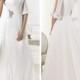 Stunning One-shoulder Draped A-line Wedding Dress with Opened Shoulder-length Sleeve
