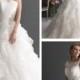Cap Sleeves Ruffled Layered Ball Gown Wedding Dress with Ruched Band