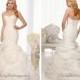 Organza Sweetheart Trumpet Wedding Dresses with Pleated Bodice and Layers Skirt