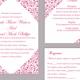 DIY Wedding Invitation Template Set Editable Word File Instant Download Printable Flower Invitation Fuchsia Invitation Elegant Invitation