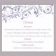 DIY Wedding Details Card Template Editable Word File Instant Download Printable Details Card Purple Details Card Elegant Information Cards