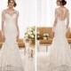 Timeless Vintage Lace Fit and Flare Wedding Dresses with Illusion Neckline, Back, Sleeves