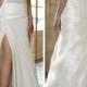 Attractive Taffeta Sheath Sweetheart Neckline Natural Waist Slit Floor Length Wedding Dress