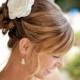 Alissa ivory bridal wedding hair flowers, ivory bridal hair accessories, ivory hair flower
