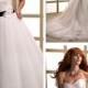 Asymmetrical Ruched Cross Sweetheart Ball Gown Wedding Dresses with Flower Belt