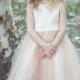 Satin and tulle champagne flower girl dress