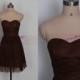 Short dark brown lace bridesmaid dress in 2015,cute sweetheart gowns for wedding party,cheap custom made bridesmaid gowns hot.