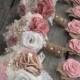 Shabby Chic Blush Pink and Champagne silk with Ivory Burlap Wedding Bouquets (listing is for one bridal bouquet)