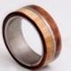 Titanium Ring Mens Wood Wedding Band with Titanium Ring man ring